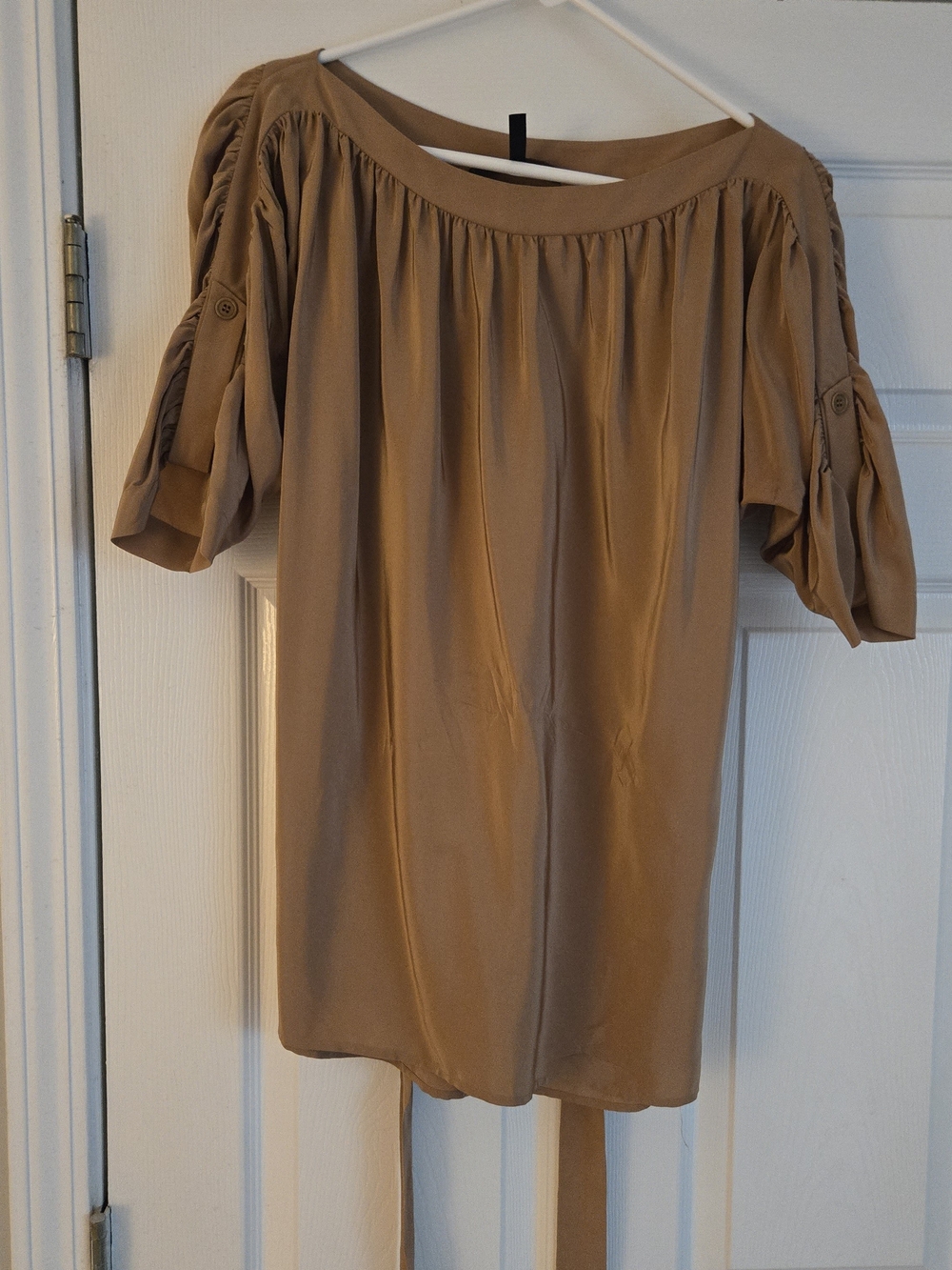 BCBG Camel Ruched Sleeve Tunic